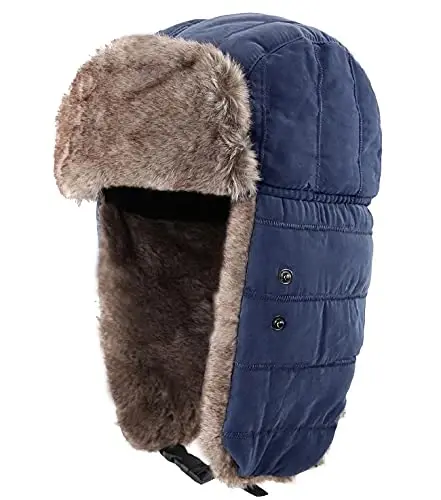 Connectyle Men's Trooper Trapper Hat Warm Winter Hats with Removable Face Mask Earflaps Faux Fur Hunting Outdoor Hat - 2