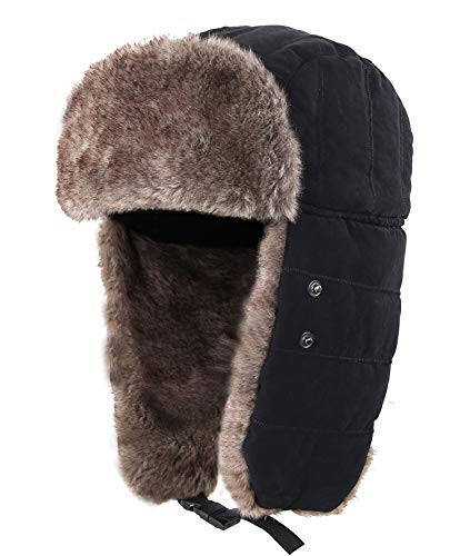 Connectyle Men's Trooper Trapper Hat with Removable Face Mask and Earflaps Faux Fur Hunting Outdoor Hat - 2