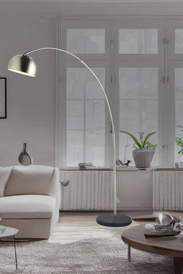 Connell Modern Design Swan Neck Nickel Floor Lamp - 1