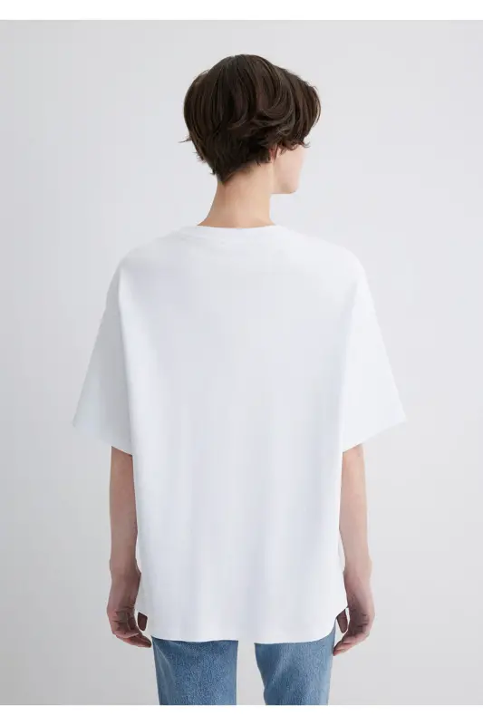 Consistency Baskılı Beyaz Futbolka Oversize / Keng - 5