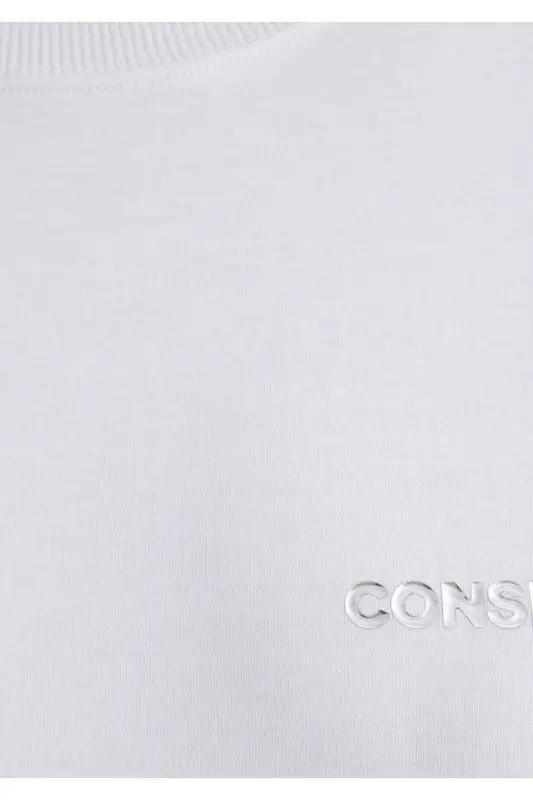 Consistency Baskılı Beyaz Futbolka Oversize / Keng - 7