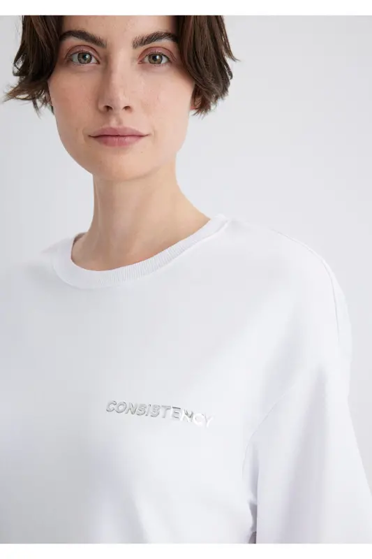Consistency Baskılı Beyaz Tişört Oversize / Geniş Kesim 1612756-620 - 3