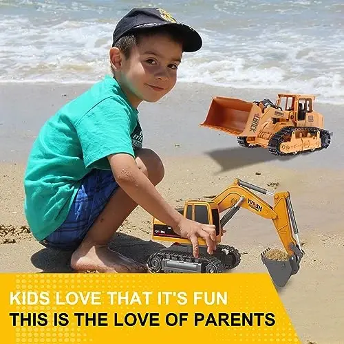 Construction Excavator - Toy Engineering Digger Truck, Remote Control Rechargable Hydraulic Car for 6 7 8 9 Year Old Boys Girls, Educational Birthday Gifts for Kids 3 4 5 Years Old - MODAZONE (1)