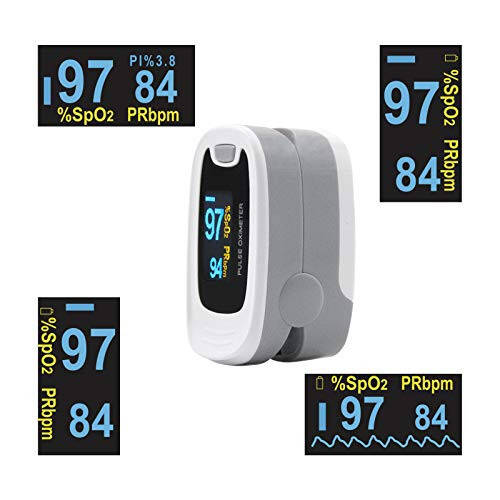 CONTEC CMS50NA Pulse Oximeter Fingertip Blood Oxygen Saturation Monitor SpO2 and PR Value Waveform Blood Oxygen Neck/Wrist Corda, Grey - 5