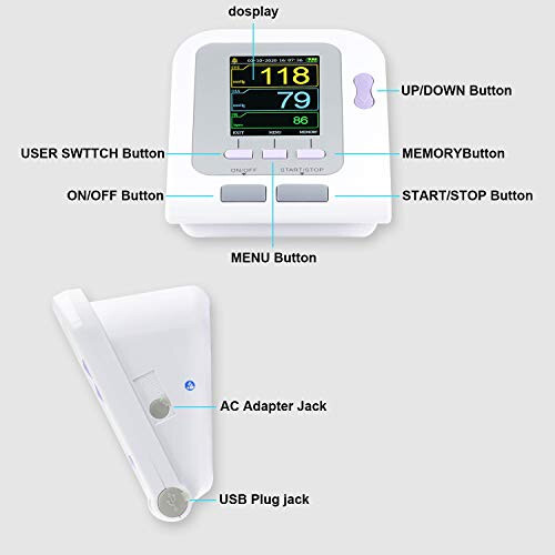 CONTEC08A Fully Automatic Digital Upper Arm Blood Pressure Monitor Adult,Child,Pediatric,Neonotal Cuffs (4 Cuffs) - 3