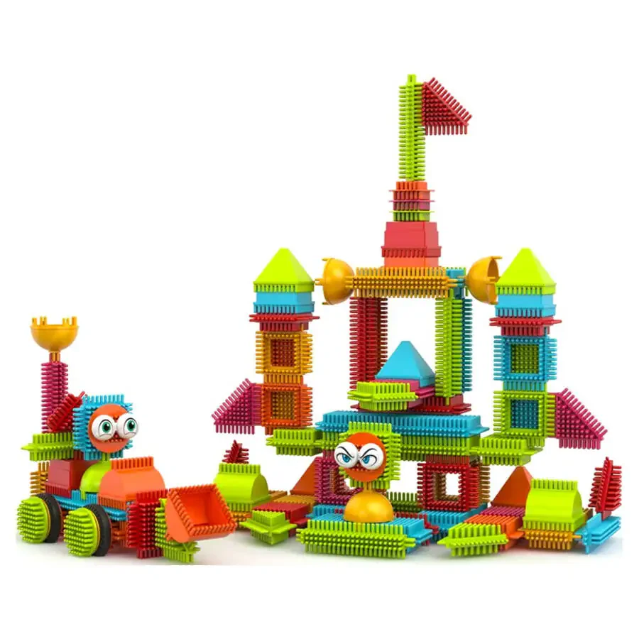 Contixo STEM Bristle Building Blocks for Toddlers & Kids Ages 3-8, Educational & Sensory Toy Building Set, 144 pcs - Rainbow Colors - 8