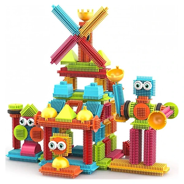 Contixo STEM Bristle Building Blocks for Toddlers & Kids Ages 3-8, Educational & Sensory Toy Building Set, 144 pcs - Rainbow Colors - 3