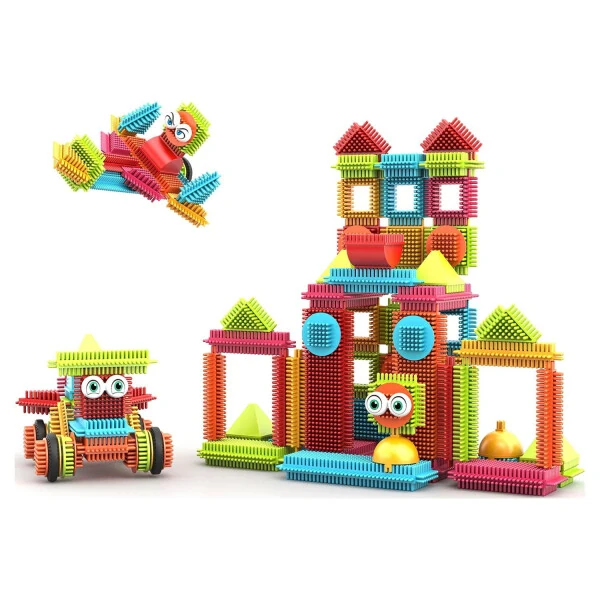 Contixo STEM Bristle Building Blocks for Toddlers & Kids Ages 3-8, Educational & Sensory Toy Building Set, 144 pcs - Rainbow Colors - 7
