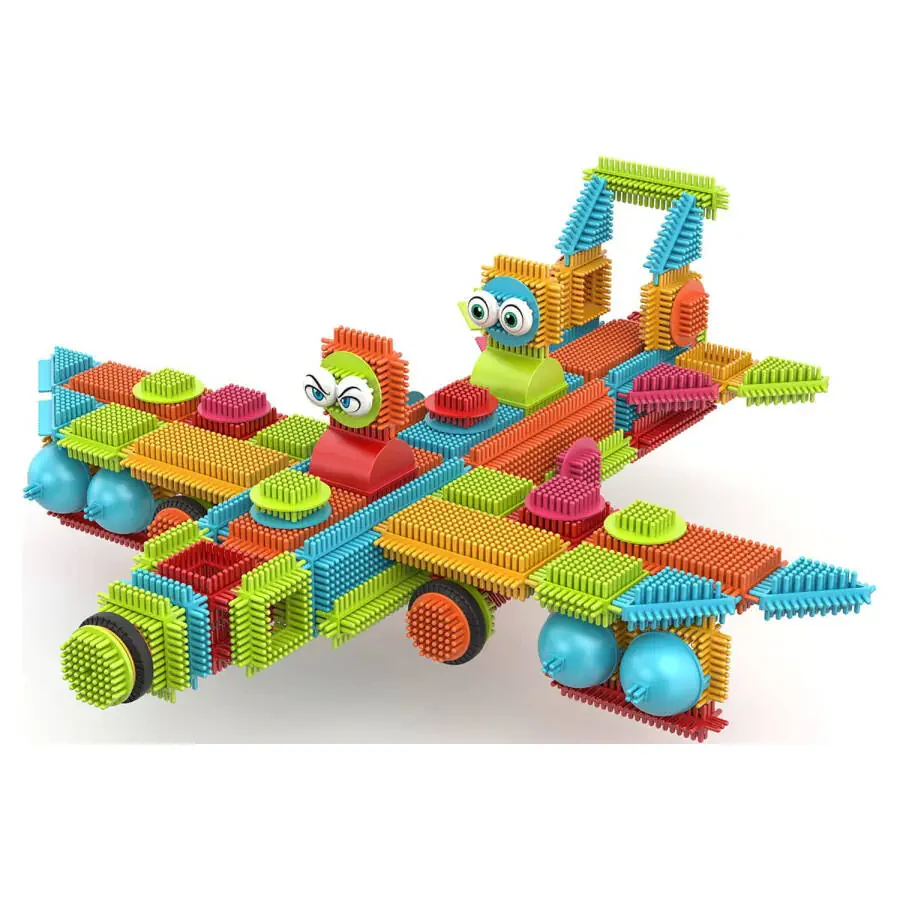 Contixo STEM Bristle Building Blocks for Toddlers & Kids Ages 3-8, Educational & Sensory Toy Building Set, 144 pcs - Rainbow Colors - 4