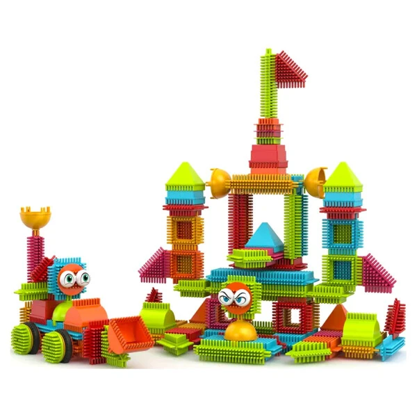 Contixo STEM Bristle Building Blocks for Toddlers & Kids Ages 3-8, Educational & Sensory Toy Building Set, 144 pcs - Rainbow Colors - 8