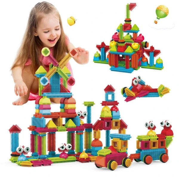 Contixo STEM Bristle Building Blocks for Toddlers & Kids Ages 3-8, Educational & Sensory Toy Building Set, 244 pcs - Rainbow Colors - 6