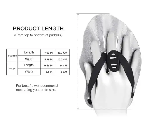 Contour Swim Paddles Hand, Sozlanadigan tasmali suzish bo'yicha qo'l kuraklari, Ayollar va erkaklar uchun suzish qo'l kuraklari - 2