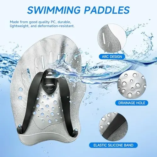 Contour Swim Paddles Hand, Sozlanadigan tasmali suzish bo'yicha qo'l kuraklari, Ayollar va erkaklar uchun suzish qo'l kuraklari - 5