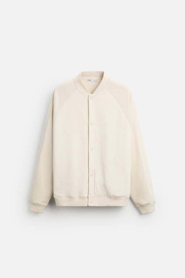 Contrast bomber jacket, ecru color - 16