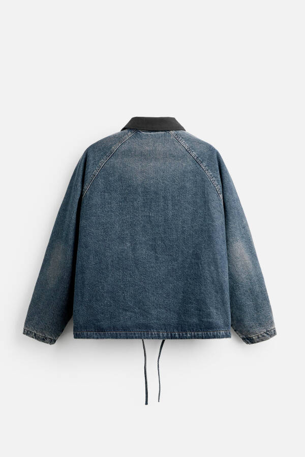 Contrast collar denim jacket - Blue - 26