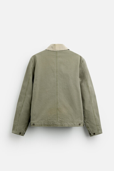 Contrast collar jacket - Grey green - 23