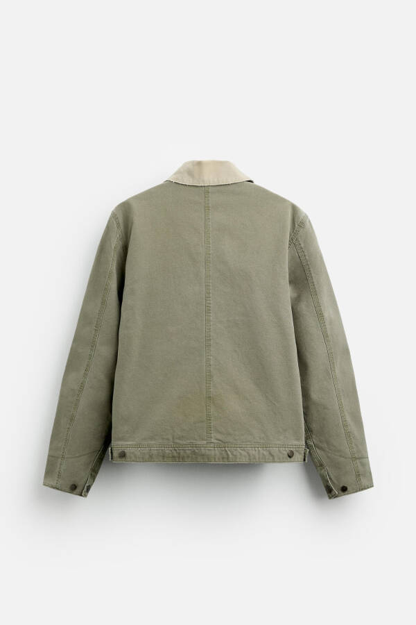 Contrast collar jacket - Grey green - 15