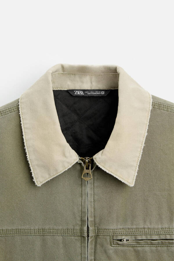 Contrast collar jacket - Grey green - 8