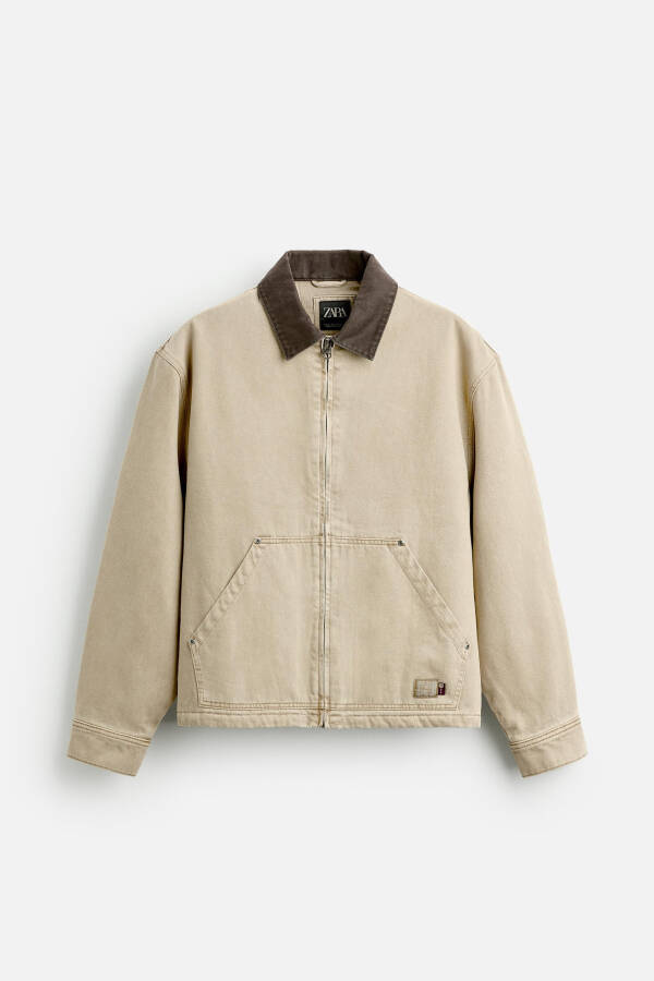 Contrast collar jacket in light camel - 14