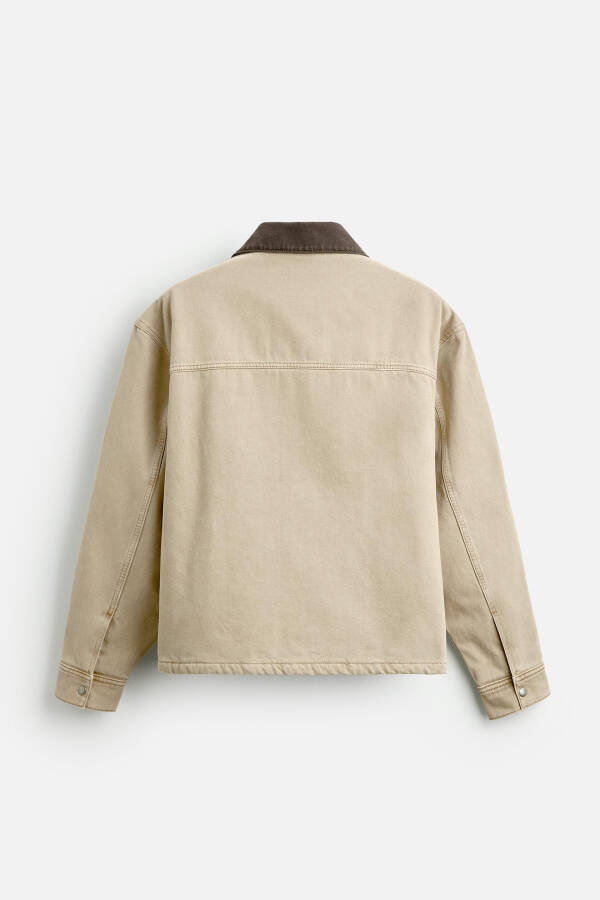 Contrast collar jacket in light camel - 15