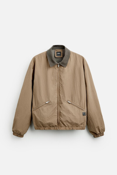 Contrast collar jacket, yellowish brown. - 6