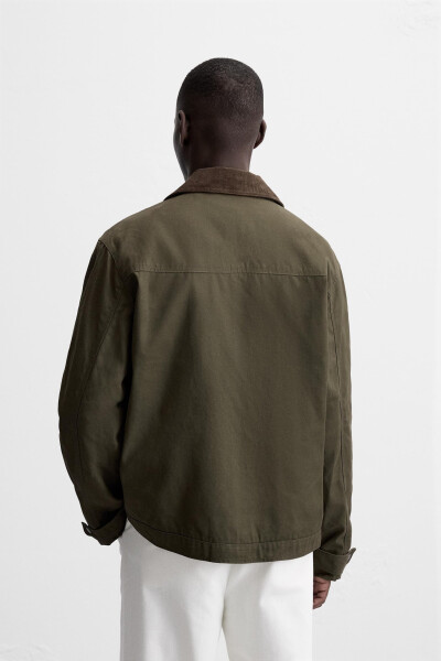 Contrast collar pocket jacket - Khaki - 11