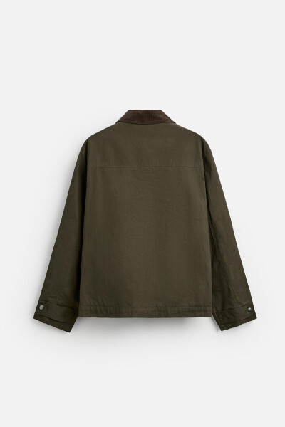 Contrast collar pocket jacket - Khaki - 15