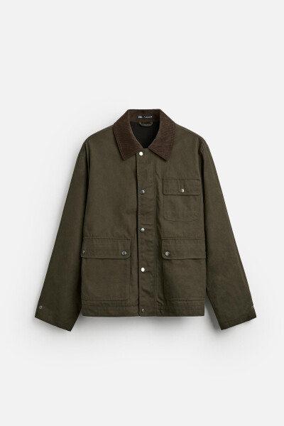 Contrast collar pocket jacket - Khaki - 6