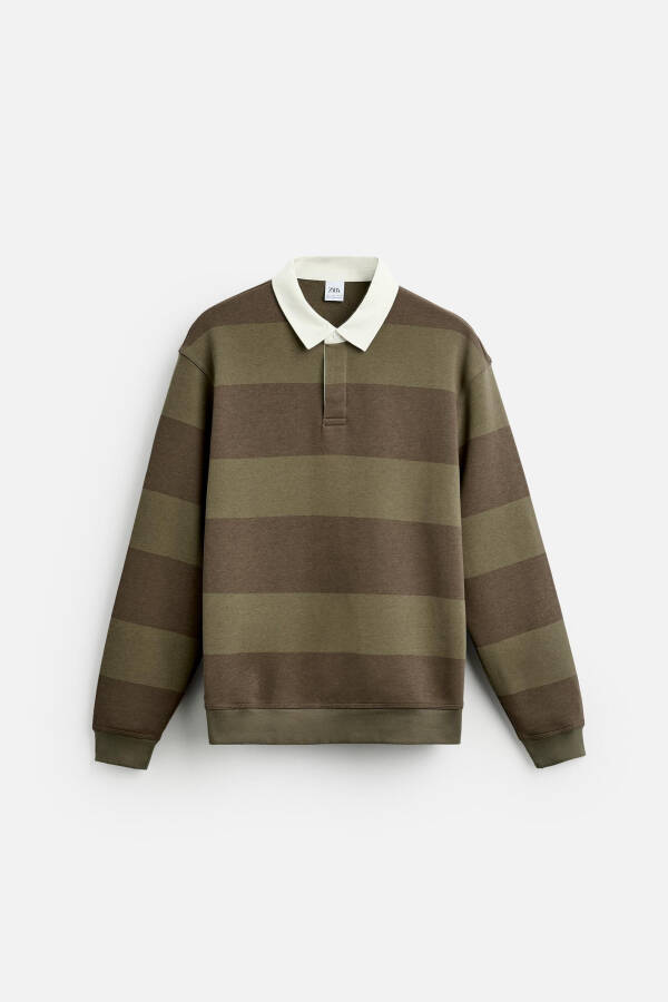 Contrast Collar Polo T-Shirt - Brown / Green - 22