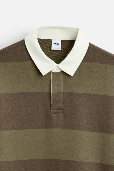 Contrast Collar Polo T-Shirt - Brown / Green - 24