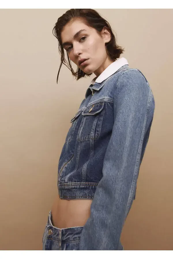 Contrast Denim Jacket - 7