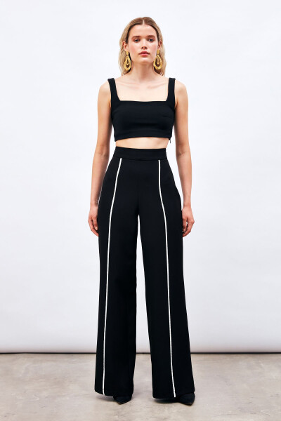 Contrast Relaxed Trousers - Black - 5