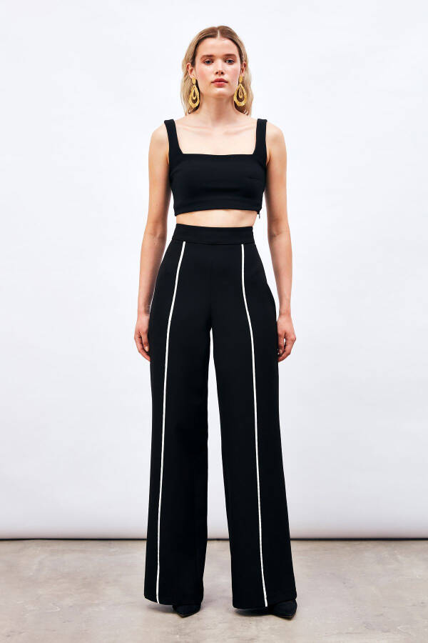 Contrast Relaxed Trousers - Black - 5