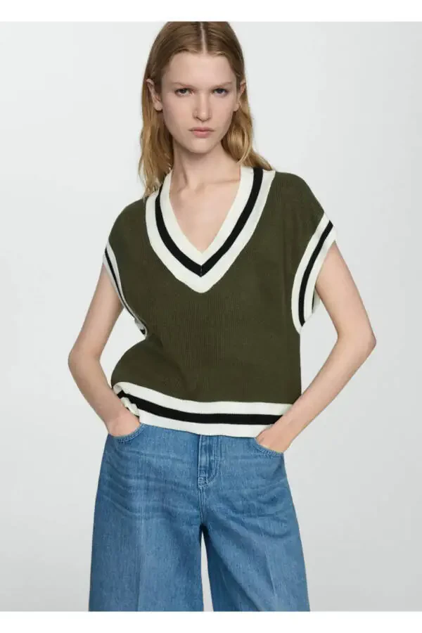 Contrast V-neck vest - 1