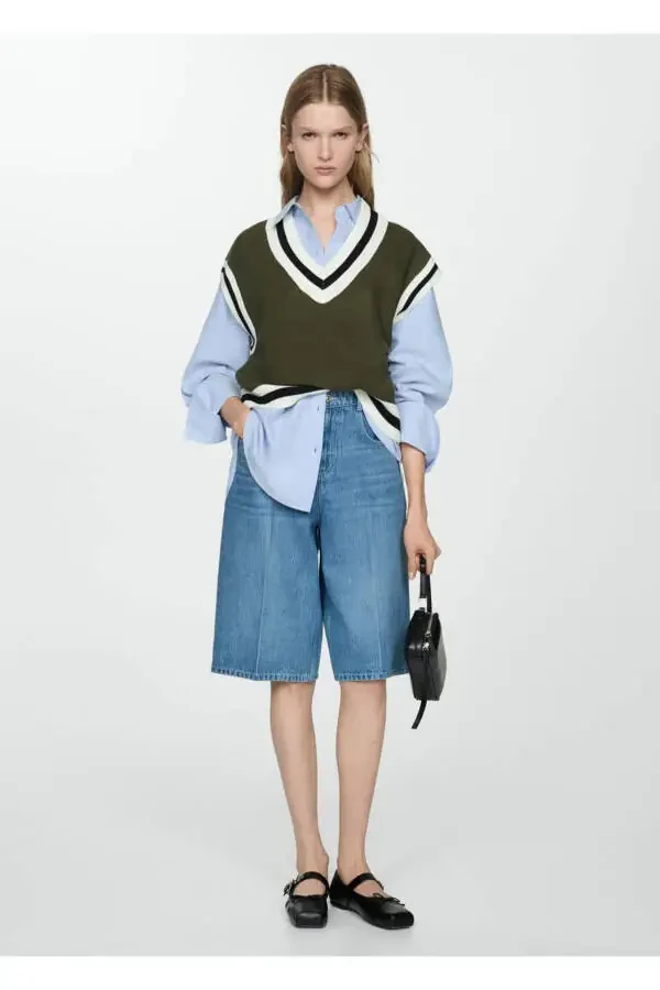 Contrast V-neck vest - 2