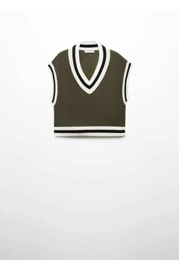 Contrast V-neck vest - 3