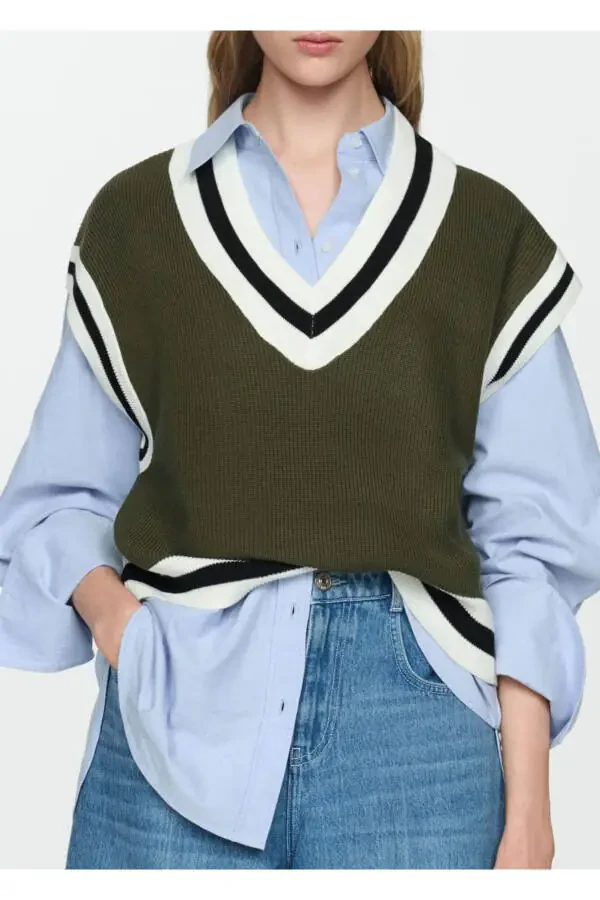 Contrast V-neck vest - 6