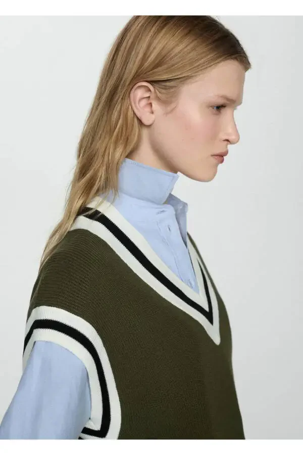 Contrast V-neck vest - 7