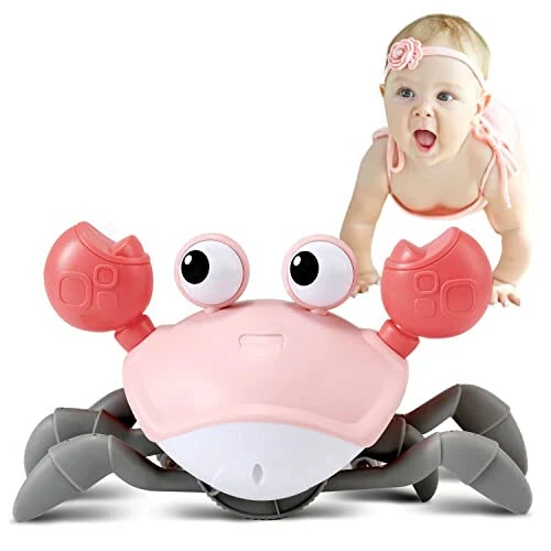 control future Baby Girl Toys Tummy Time: Pink Crawling Crab Babies Montessori Toy Learning 36 Months 3 Year Old Birthday Infant Girls Valentines Day Gifts Stuff 0 1 2 Essentials - 3