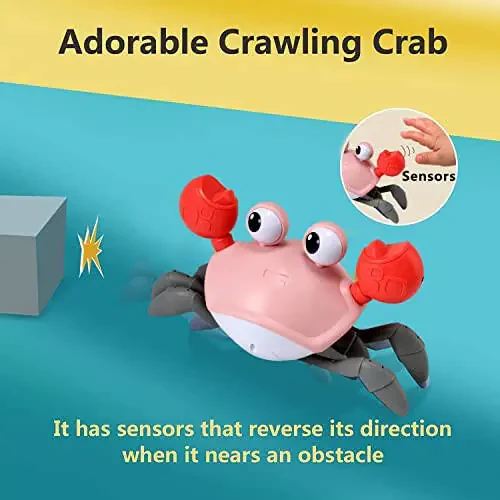 control future Baby Girl Toys Tummy Time: Pink Crawling Crab Babies Montessori Toy Learning 36 Months 3 Year Old Birthday Infant Girls Valentines Day Gifts Stuff 0 1 2 Essentials - 4