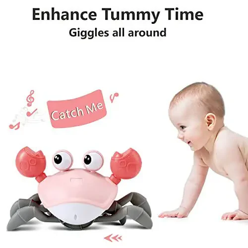 control future Baby Girl Toys Tummy Time: Pink Crawling Crab Babies Montessori Toy Learning 36 Months 3 Year Old Birthday Infant Girls Valentines Day Gifts Stuff 0 1 2 Essentials - 7