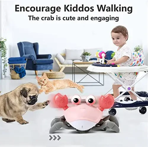 control future Baby Girl Toys Tummy Time: Pink Crawling Crab Babies Montessori Toy Learning 36 Months 3 Year Old Birthday Infant Girls Valentines Day Gifts Stuff 0 1 2 Essentials - 8