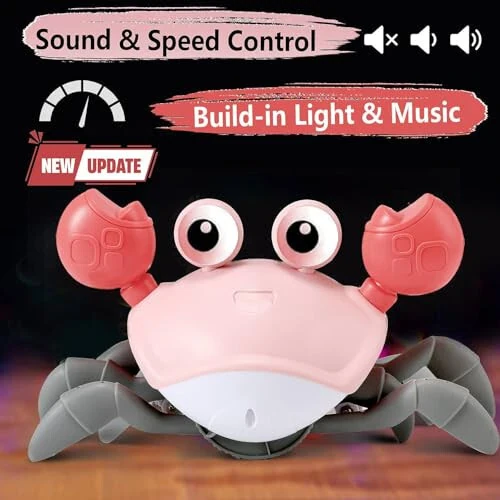 control future Baby Girl Toys Tummy Time: Pink Crawling Crab Babies Montessori Toy Learning 36 Months 3 Year Old Birthday Infant Girls Valentines Day Gifts Stuff 0 1 2 Essentials - control