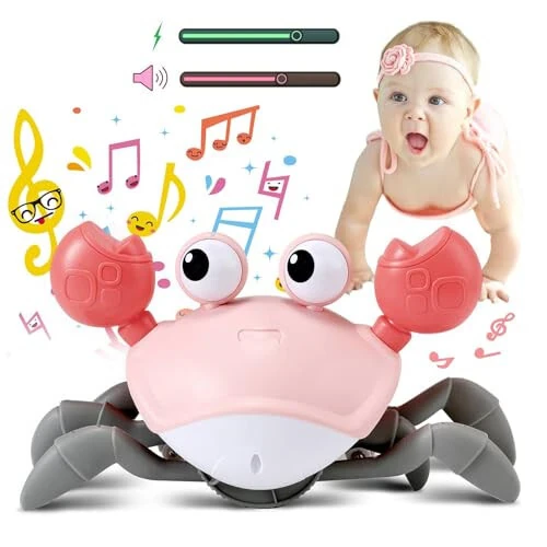 control future Baby Girl Toys Tummy Time: Pink Crawling Crab Babies Montessori Toy Learning 36 Months 3 Year Old Birthday Infant Girls Valentines Day Gifts Stuff 0 1 2 Essentials - control (1)