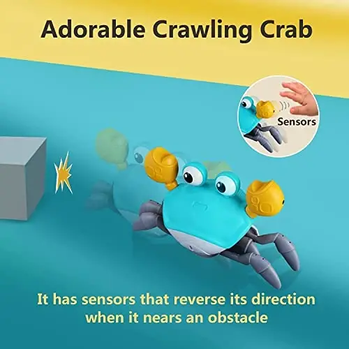 Control future Crawling Crab Baby Toy - Infant Tummy Time Toys 3 4 5 6 7 8 9 10 11 12 Babies Boy 3-6 6-12 Learning Crawl 9-12 12-18 Walking Toddler 36 Months Old Music Development 1st Birthday Gifts - 2