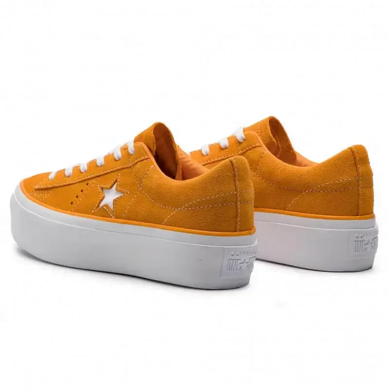 Converse One Star Platform OX Ladies Bright Orange Suede Sneakers 5 - 2