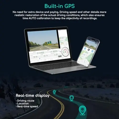 COOAU D30S 4K Dash Cam GPS Wi-Fi bilan, Old va ichki ikki tomonlama 2.5K 1080P, Uber avtomobil kamerasi infraqizil tungi ko'rish bilan, Superkondensator, 4 IR LED, G-Sensor, To'xtash rejimi, Davriy yozuv - 4