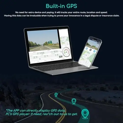 COOAU D30S 4K Dash Cam GPS Wi-Fi bilan, Old va ichki ikki tomonlama 2.5K 1080P, Uber avtomobil kamerasi infraqizil tungi ko'rish bilan, Superkondensator, 4 IR LED, G-Sensor, To'xtash rejimi, Davriy yozuv - 5