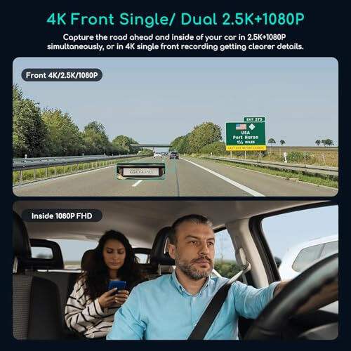 COOAU D30S 4K Dash Cam with GPS Wi-Fi, Front and Inside Dual 2.5K 1080P, Uber Car Camera with Infrared Night Vision, Supercapacitor, 4 IR LEDs, G-Sensor, Parking Mode, Loop Recording - 6