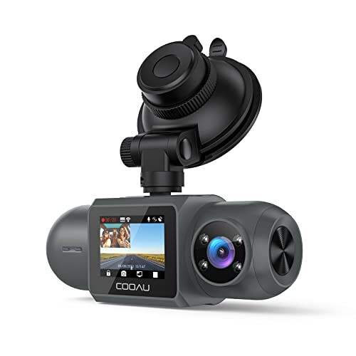 COOAU D30S 4K Dash Cam with GPS Wi-Fi, Front and Inside Dual 2.5K 1080P, Uber Car Camera with Infrared Night Vision, Supercapacitor, 4 IR LEDs, G-Sensor, Parking Mode, Loop Recording - 1